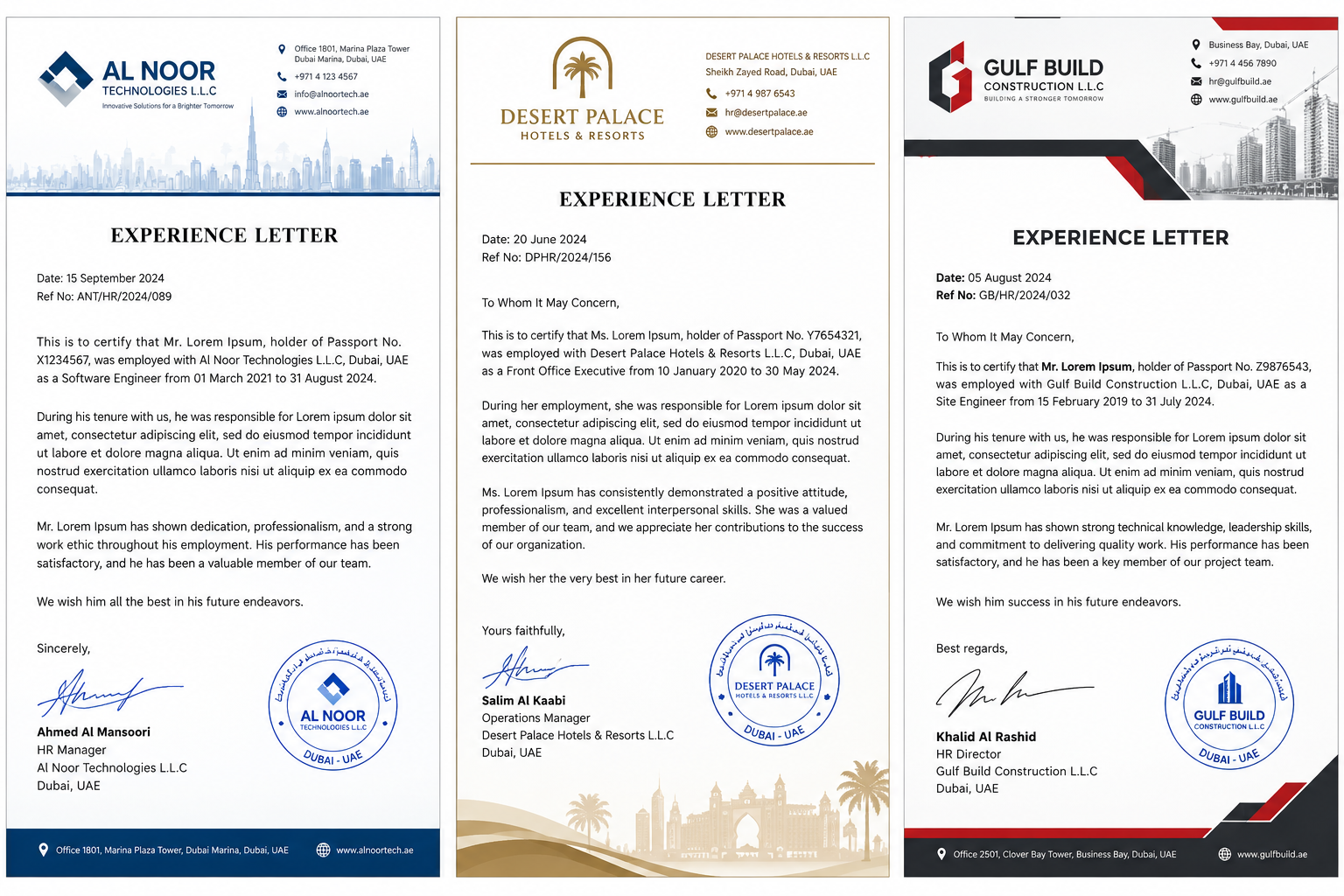 Experience Letter Sample